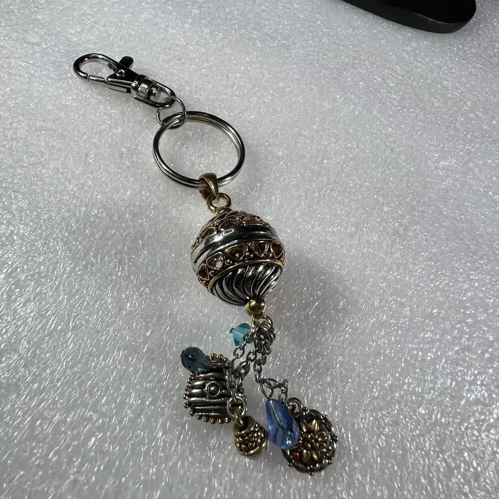 Retro Beaded Ball Hearts Keychain Bag Clip Jeans Clip Accessory NEW